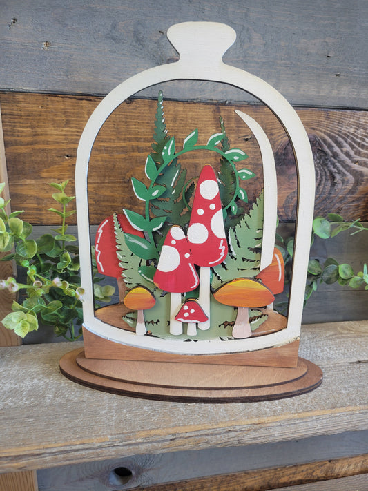 Wood mushroom terrarium
