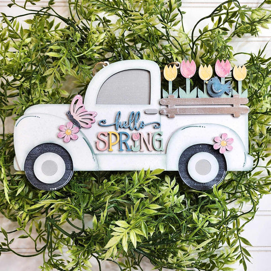 Hello Spring Truck Doorhanger