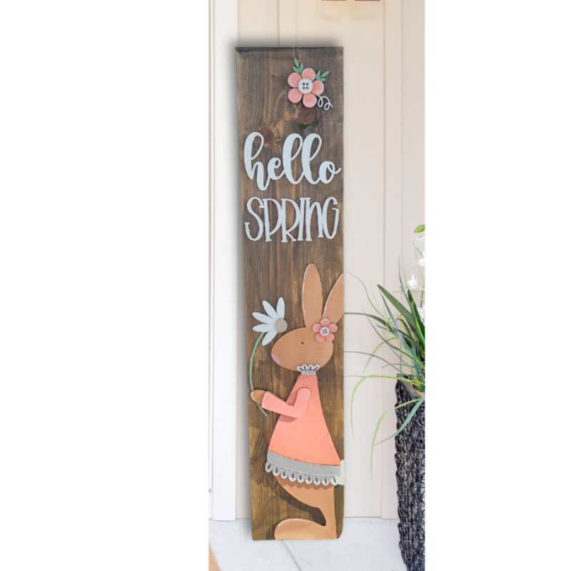 Hello Spring Bunny Porch Leaner