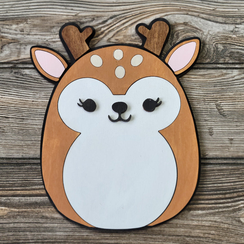 Deer Squishy Shelf Sign Layered Wood