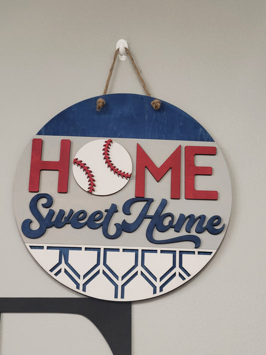 Home Sweet Home Baseball Doorhanger