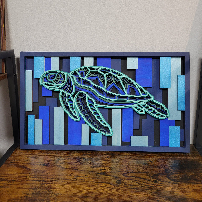 SEA TURTLE 3D LAYERED SIGN