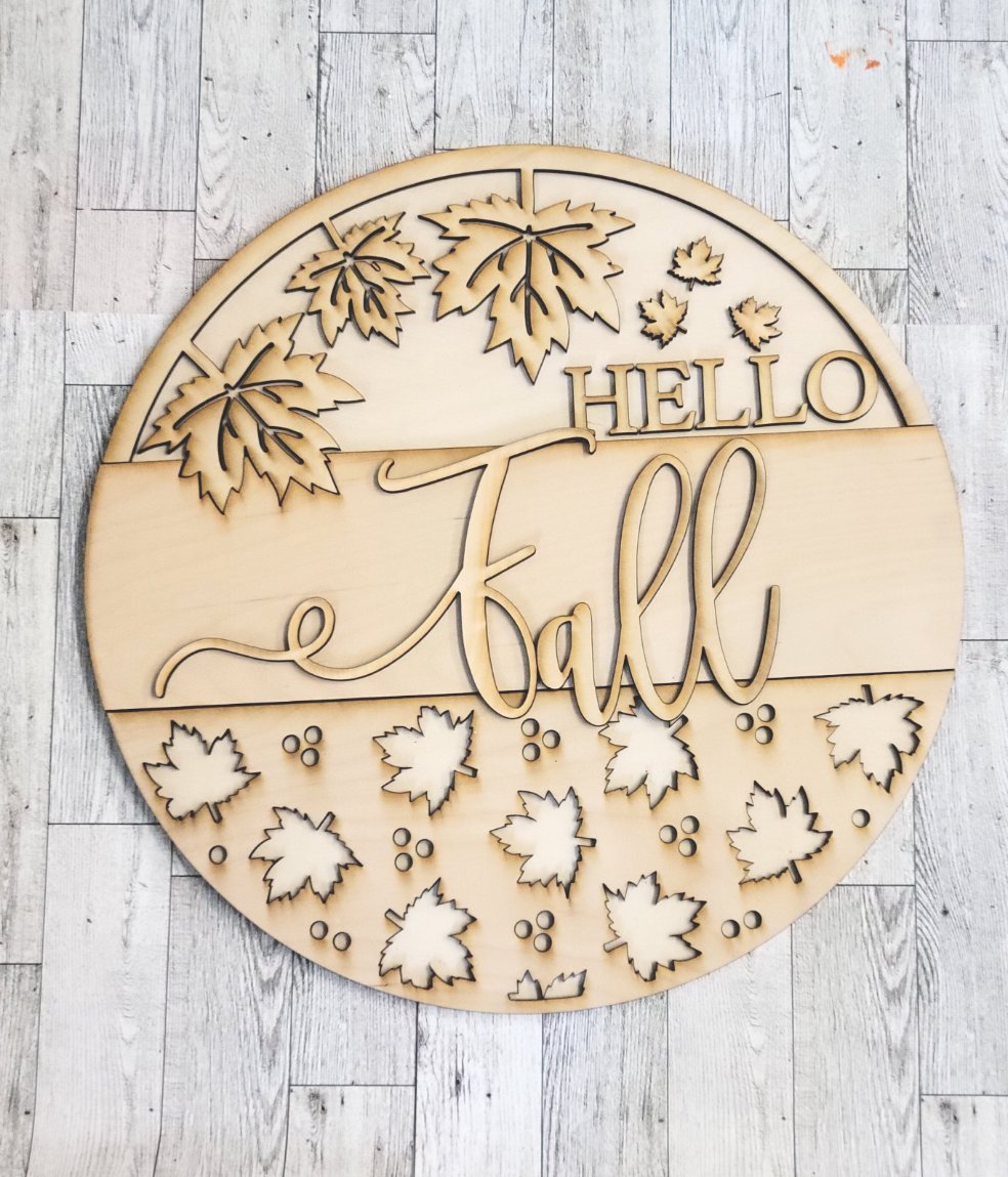 Hello Fall Maple Leaf Doorhanger Blank