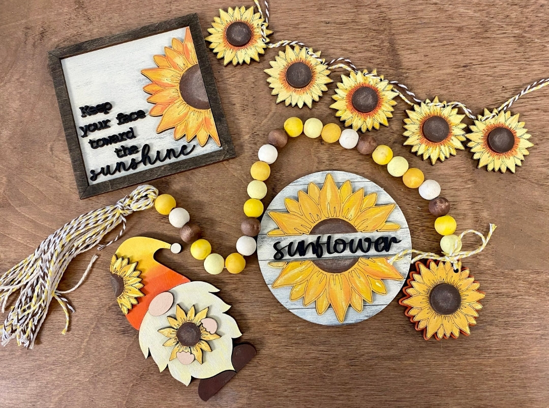 Sunflower Tiered Tray Decor