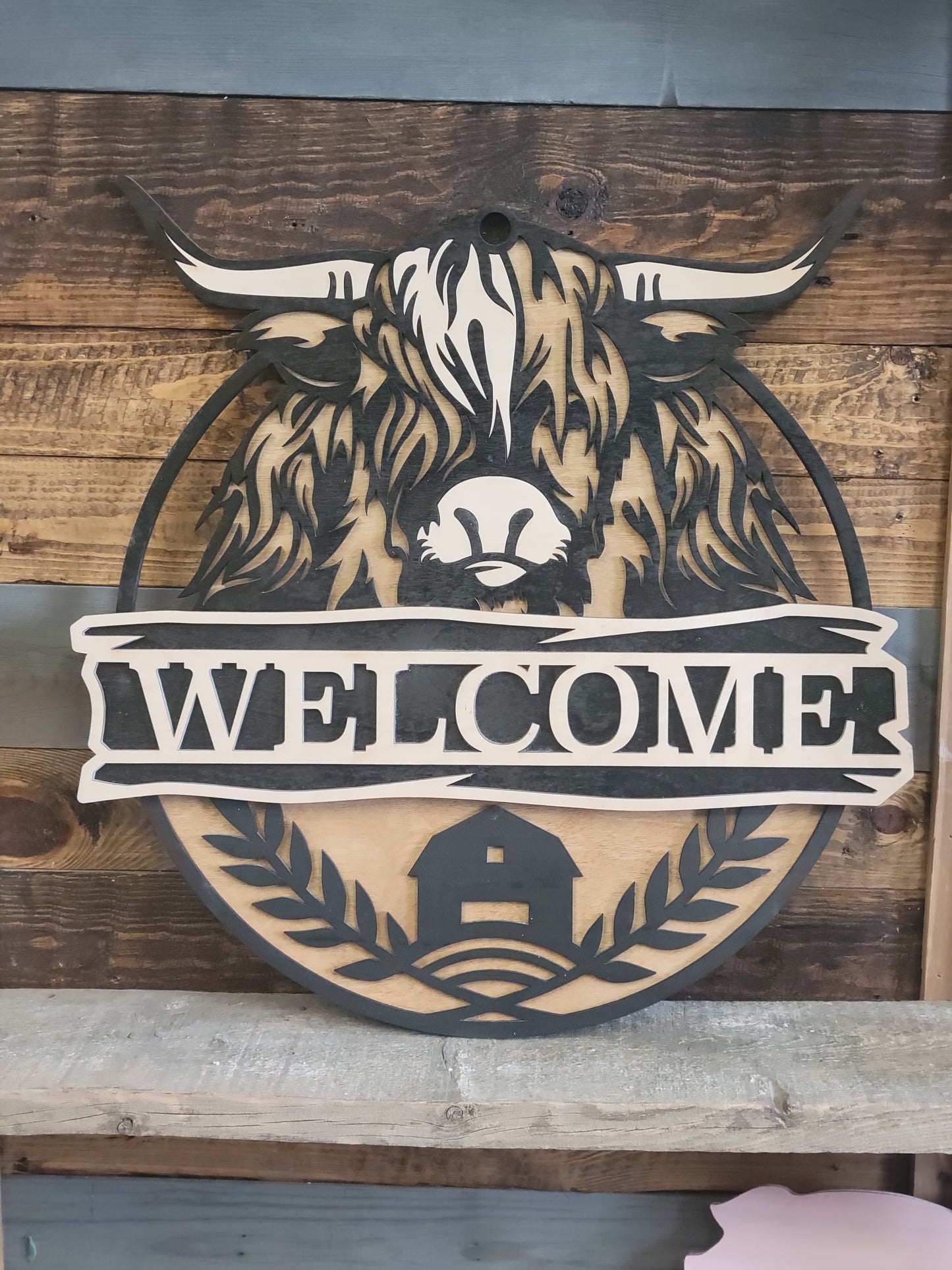 Highland Cow Welcome Doorhanger