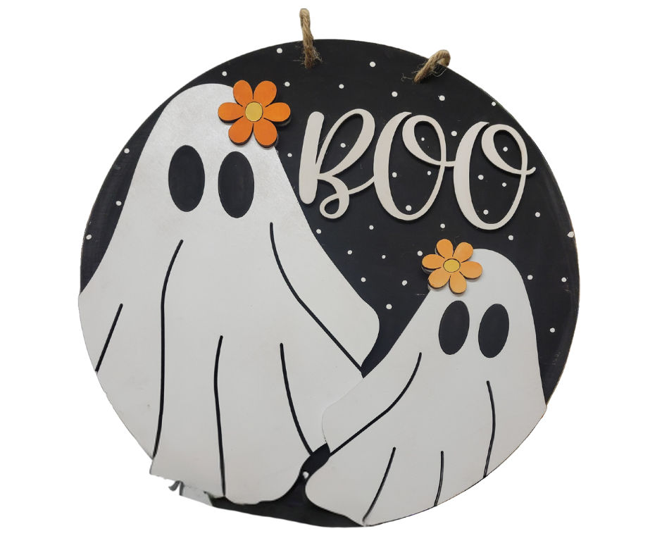 Boo Ghosts with Flowers Doorhanger Kit