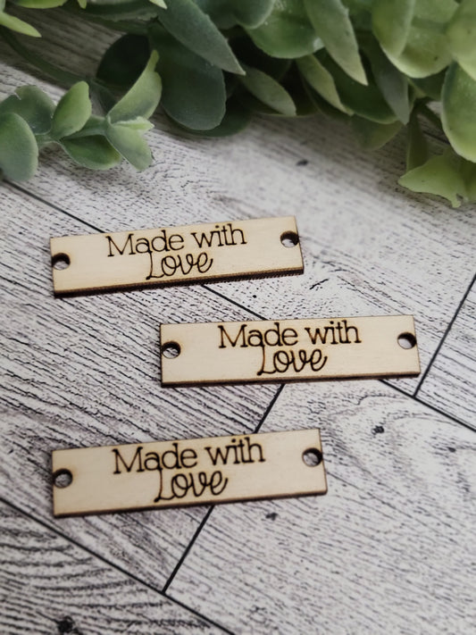 50 Made with Love Wood Tags