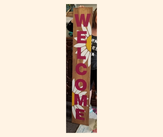 Welcome with Daisies Porch Leaner