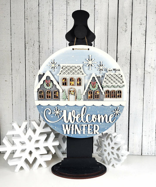 Light Up Welcome Winter Village Hanger