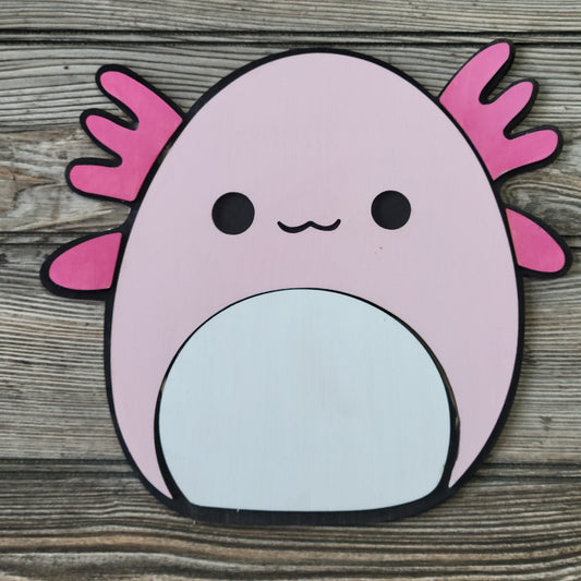 Axolotl Squishy Shelf Sign Layered Wood