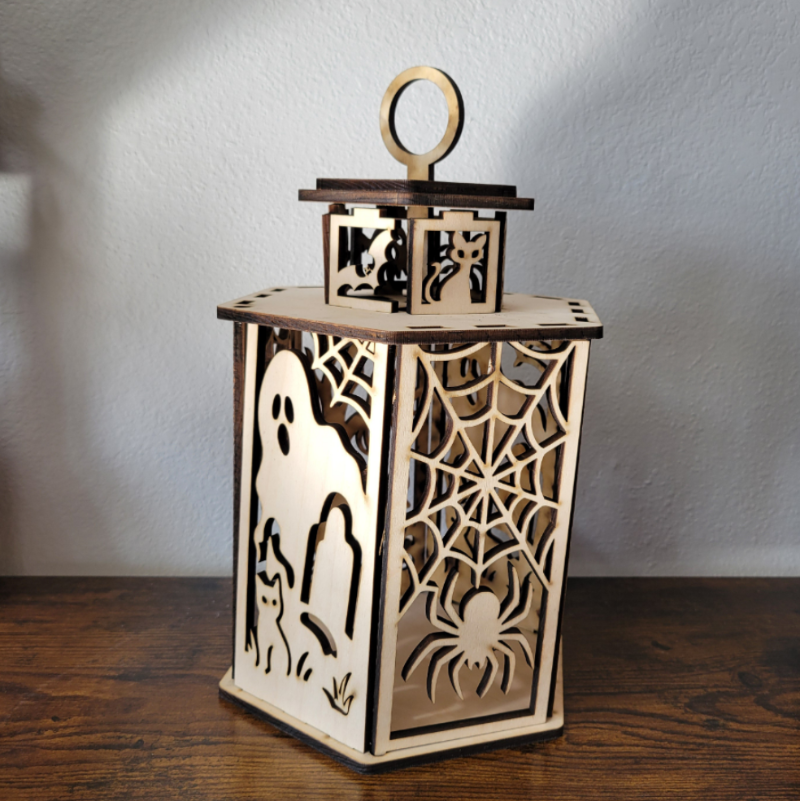 Halloween Lantern - unlit, layered wood