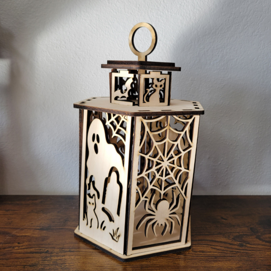 Halloween Lantern - unlit, layered wood