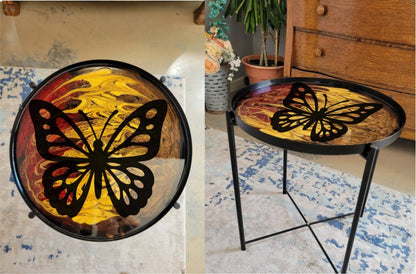 7/8 @ 6pm Shimmer Pour Side Table -- Resin Art Class
