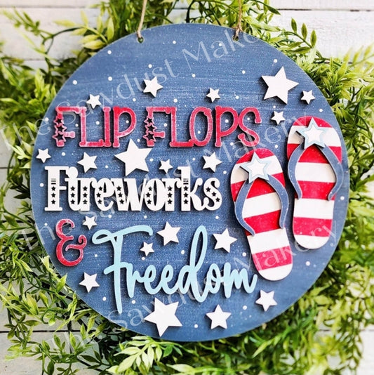 Flip Flips, Fireworks and Freedom Doorhanger