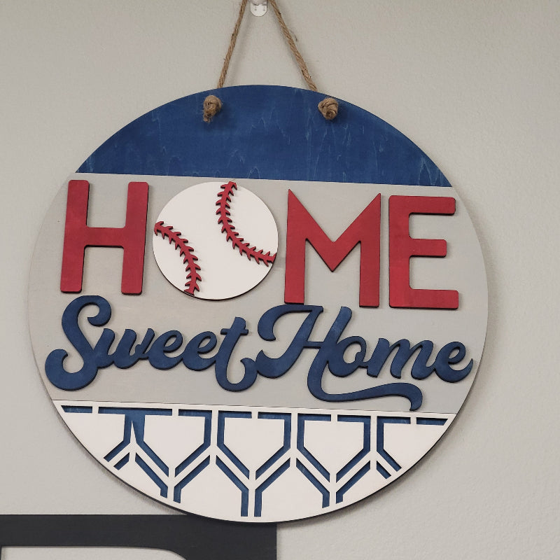 Home Sweet Home Baseball Doorhanger