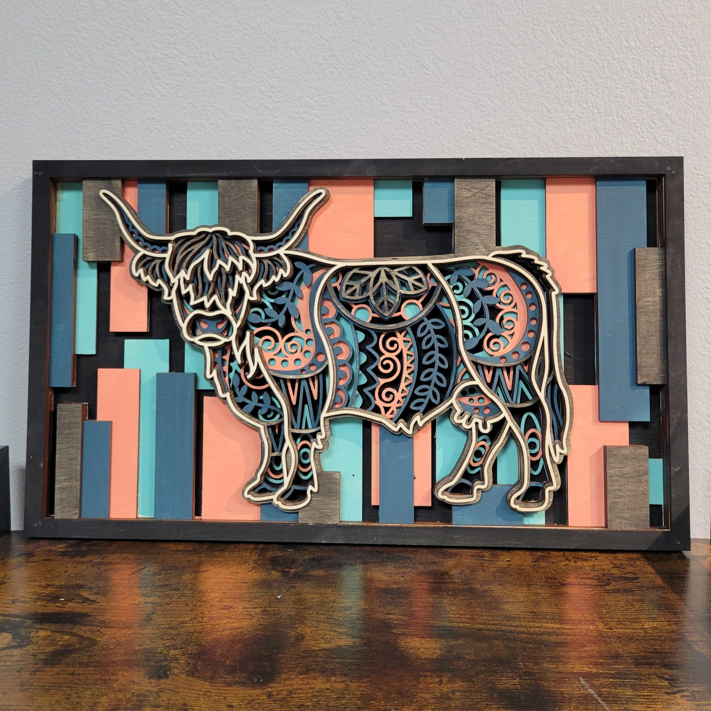 Highland Cow 3D layered Sign