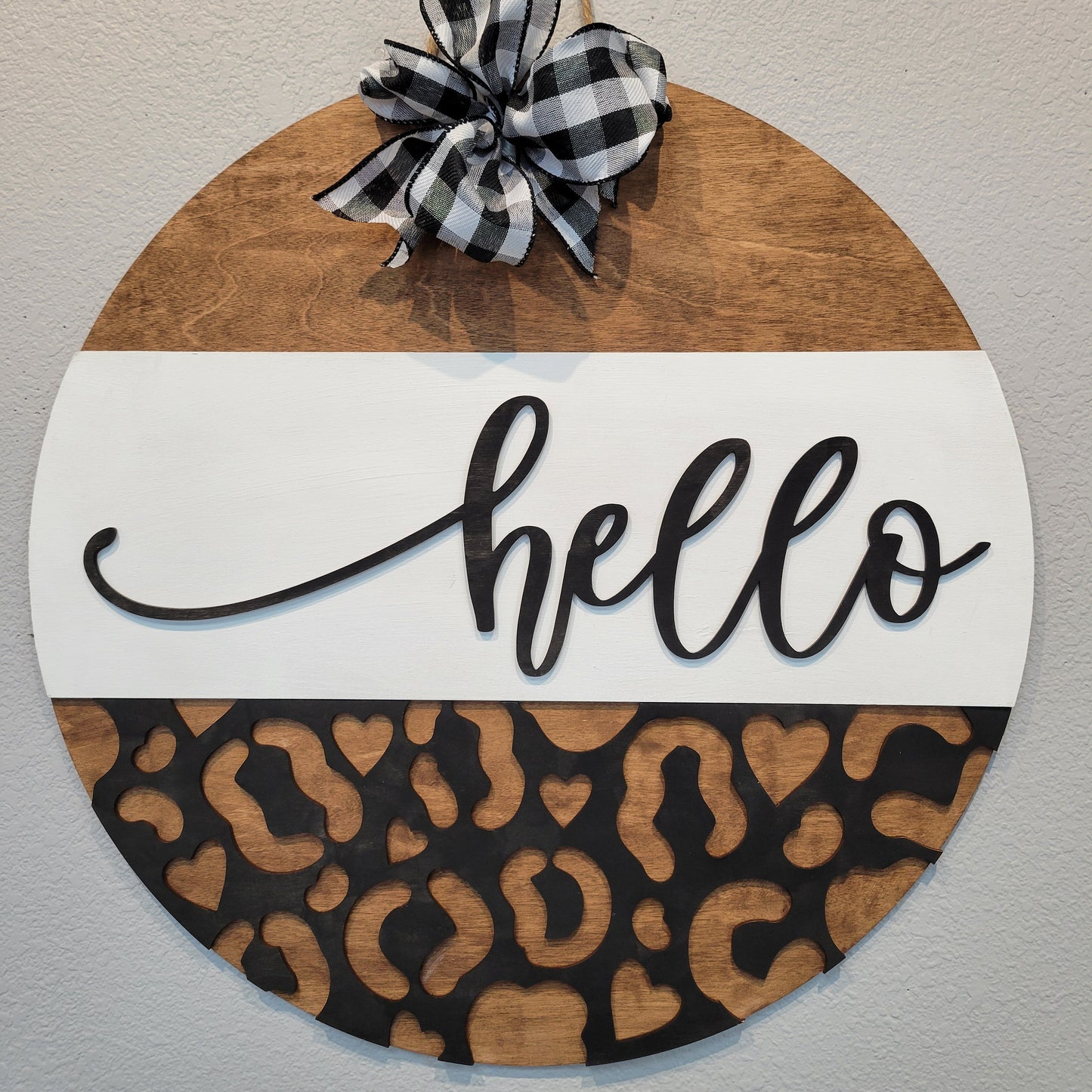 Hello Leopard Print Door Hanger