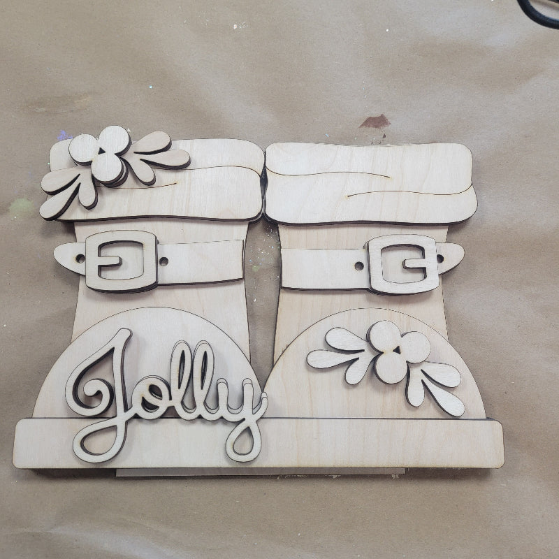 santa boots wood craft kit