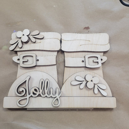santa boots wood craft kit