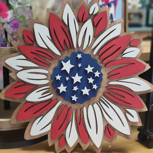 Stars and Stripes Sunflower Door hanger