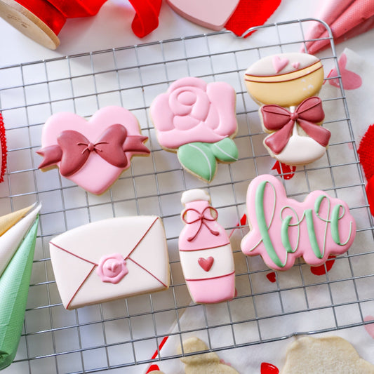 six royal icing cookies