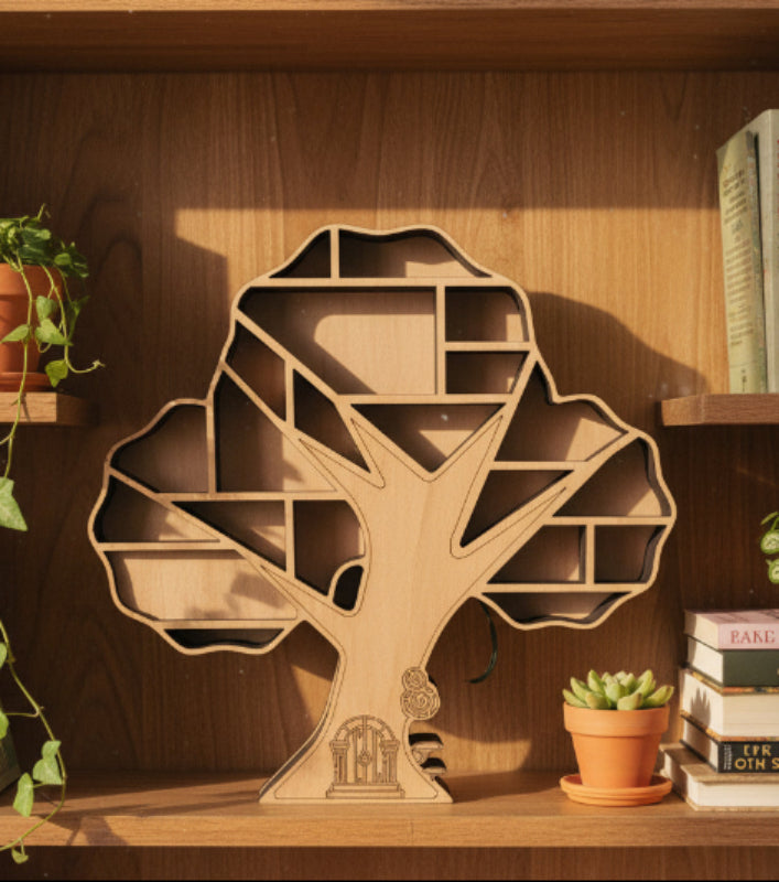 wooden book nook collectible shelf