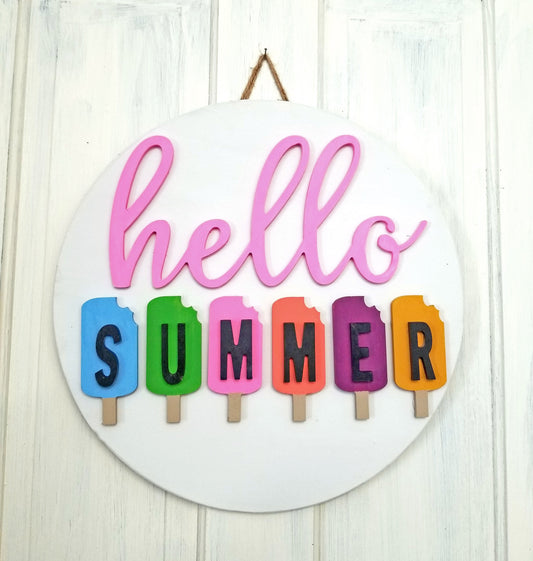 Hello Summer Popsicle Door Hanger