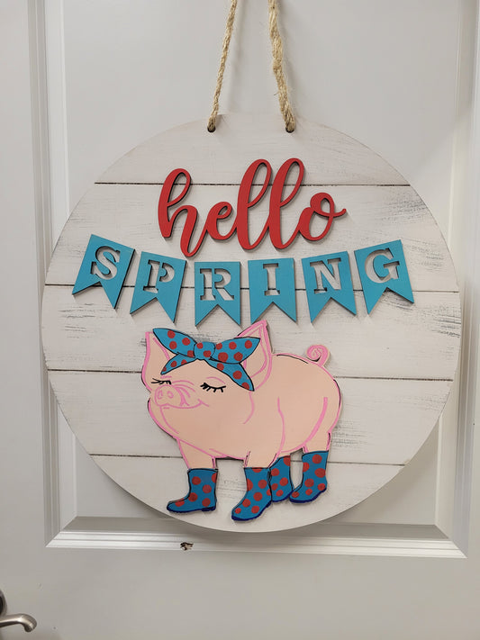 Hello Spring Pig Doorhanger Take Home Kit