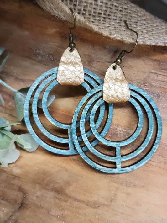 Turquoise Stained Hoop Earrings