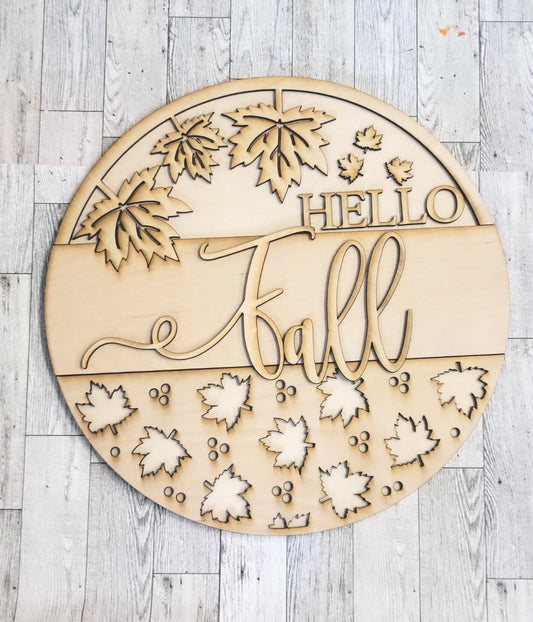 Hello Fall Maple Leaf Doorhanger Blank