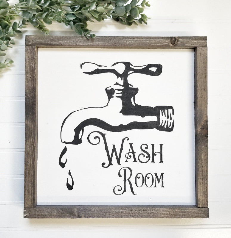 washroom framed sign