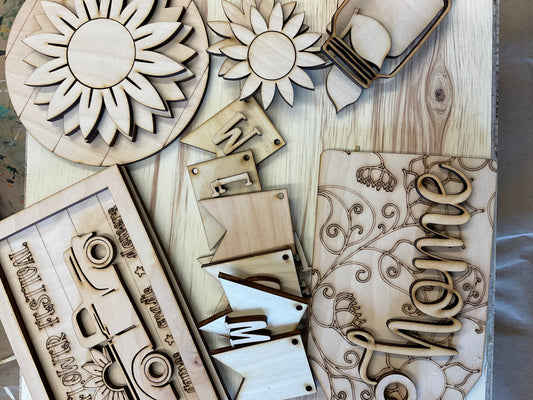 Sunflower tier tray kit DIY, wood pieces only